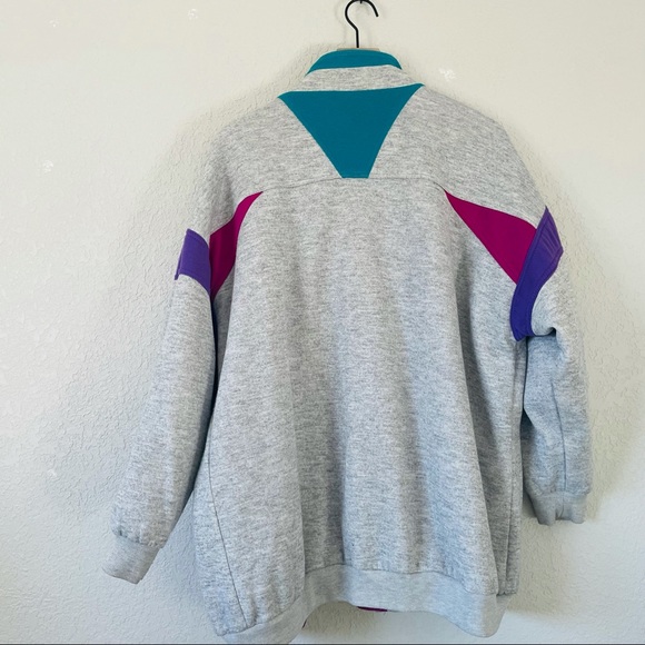 Vintage 80s 90s Magenta & Grey Reversible Puffer Windbreaker - Picture 6 of 11